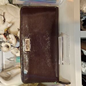 Kate Spade Long Red Wine epi leather Wallet EUC